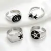 Anillo de Estrella de Cinco Puntas con Goteo de Aceite de Personalidad de Moda Europea y Americana para Mujer, Anillo Exagerado de Dedo Índice de Nicho Hip-Hop, Joyería Unisex Transfronteriza