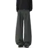 Outono 2026 Novo Estilo Coreano Tendência Estilo Old Money Calça Casual Solta Listrada com Duas Pregas Tamanho Grande Calças Masculinas
