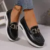 Comércio Exterior Transfronteiriço Tamanho Grande Casual Sapatos Únicos Salto Plataforma Slip-on Moccasins Europeus e Americanos Sapatos Preguiçosos Solado Grosso Fivela de Metal Mocassins