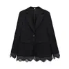 Nova coleção de outono para exportação: Blazer feminino de renda com retalhos e mangas compridas, estilo europeu e americano, perfeito para vendas transfronteiriças na Amazon