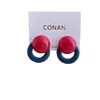 Pendientes de Resina con Bloques de Color, Diseño Minimalista Personalizado Estilo Coreano para Mujer, Pendientes de Aro Redondos Geométricos Elegantes y Lujosos