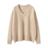 Outono e Inverno Novidade Versátil Malha Cashmere Feminina Cor Lisa Solta Casual Simples Estilo Old Money Roupa de Baixo Malha Cashmere