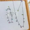 Collar de Zirconia Colorida para Niña Dulce Cadena de Suéter de Moda Personalizada para Mujer Todo Fósforo Cadena de Pulsera Vintage de Nicho Tendencia