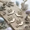 Nuevos adornos de pájaros de madera en blanco transfronterizos, colgantes decorativos de paloma de la paz, manualidades DIY hechas a mano para Pascua