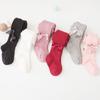 Meia-calça Infantil para Primavera e Outono com Laço, Algodão Vermelho, Meias Festivas para Aniversário de Bebê, Média Grossura, Leggings Estilosas para Meninas