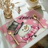 Sousplat de Natal Temu Amazon Transfronteiriço Rosa Árvore de Natal Boneco de Neve Redondo Decoração de Cozinha Restaurante