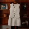 Conjunto de Regata e Shorts Penny End de Bambu e Cânhamo Feminino 2024 Novo Verão Fino Râmico Roupa Exterior Colete Pet