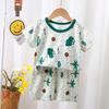 Traje de camiseta de verano para niños, estilo coreano, pantalones cortos de manga corta para niños, traje de manga corta para niñas, ropa fina para niños, venta al por mayor