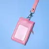 Portatarjetas de Cuero con Cordón de Cremallera Color Funda Protectora Transparente de un Solo Lado Tarjeta de Identificación de Fábrica Insignia de Cuero Tarjeta de Identificación de Empleado Tarjeta de Identificación de Trabajo
