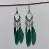 Pendientes de Plumas Bohemios Transfronterizos, Accesorios Personalizados de Estilo Retro para Vacaciones, Pendientes Largos Exquisitos con Borlas de Estilo Étnico