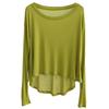 Camiseta Suave de Modal para Mujer Verano Holgada Cuello Redondo Fina Manga Larga Corta por Delante y Larga por Detrás Ropa de Baile Top