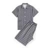 Ropa de Casa Japonesa Sencilla de Gasa Doble Capa Algodón Gasa Conjunto de Pijama Sin Costuras Laterales Manga Larga para Hombre y Mujer Cuadros Lunares