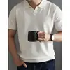 Camisa Polo Tejido de Punto Manga Corta para Hombre Cuello en V Cuello de Gaviota Estilo Old Money Negocios Camiseta de Seda de Hielo Verano Transfronterizo Fábrica Venta al por Mayor