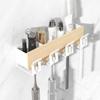 Portacepillos de Dientes de Nogal Extraíble y Lavable Estante de Almacenamiento Taza para Cepillos de Dientes para Baño Sin Taladro Taza para Lavar Cepillo de Dientes Eléctrico Artefacto