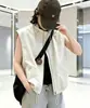 Chaleco casual con cuello alto y cierre de cremallera para mujer, holgado y versátil, adelgazante y a prueba de viento, adecuado como prenda exterior, chaqueta sin mangas