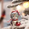 Nuevos Adornos Planos 2D de Gato Lindo Decoraciones Colgantes de Acrílico de Navidad Árbol de Navidad Ventana Decoraciones Colgantes de Navidad