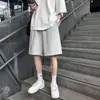 Shorts Masculino de Verão Tendência Soltinho, Finos Respiráveis Versáteis Casuais de Perna Reta Cor Sólida Comprimento do Joelho