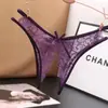 Ropa Interior Sexy para Mujer Encaje Transparente Abertura en la Entrepierna Sexy Hueco Tanga Cintura Baja Ropa Interior Sexy Transfronteriza para Mujer