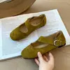 Zapatos Mary Jane de Gamuza Suave Estilo Retro para Mujer 2026 Verano Otoño Fondo Plano Versátiles Hebilla Única con Faldas Zapatos Planos para Mujer