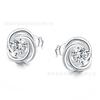 Joyería de plata comercio exterior venta caliente patrón de moda circonita pendientes de botón redondos joyería simple WISH Productos Calientes