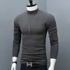 Camiseta de manga comprida com base grossa para homens, gola alta, para outono e inverno, justa, cor sólida, quente, tamanhos grandes, roupa de outono