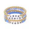 Pulsera de Moda Elástica Multicapa con Letras Acrílicas, Arcilla Blanda y Abalorios, Transfronteriza Europea y Americana, Superventas de Concierto