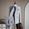 Traje de Negocios Cruzado para Boda de Novio Traje de Hombre Elegante Versátil Moda Delgado Profesional Ropa Formal Traje Elegante