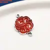 Plata de Ley Piedra Incrustada Zafiro Ágata Palabra Feliz Calabaza Flor Pequeña Calabaza Colgante Accesorios Retro Viejo Bricolaje Materiales Hechos a Mano