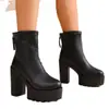 Botines Cortos Nuevos de Tacón Alto Talla Grande Europeos y Americanos para Mujer Impermeables con Plataforma Suela Gruesa Tacón Grueso Botas de Otoño e Invierno Exportación