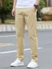 Calça casual masculina de verão, feita de algodão puro, fina e de corte solto, estilo reto, adequada para usar no verão, versátil para primavera e outono, e com um corte slim.