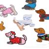 Pegatinas de tela autoadhesivas bordadas por computadora sin costura lindo perro salchicha accesorios para ropa de mascota de dibujos animados decoración al por mayor