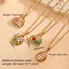 Joyería de Acero de Titanio Chapado en Oro de 18 Quilates Tendencia Europea y Americana Forma de Corazón Gota de Agua con Múltiples Diamantes Collar Nicho de Corazón de Melocotón con Diamantes de Colores para Mujer