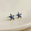 S925 brincos de florzinha de prata esterlina feminino zircão azul moda temperamento simples brincos versáteis brincos femininos