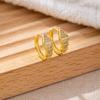 Brincos Estilo Chanel com Trevo de Quatro Folhas Banhado a Ouro 18K Argolas em Formato C, Acessórios de Orelha Geométricos com Zircônia de Alta Qualidade para 2026