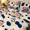 Nanjiren Ins Funda de Edredón Simple de Cuatro Piezas Sábanas de Dormitorio para Estudiantes Funda de Edredón de Algodón Lavado Juego de Cama de Tres Piezas