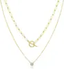 Collar Europeo y Americano Transfronterizo con Zirconia en Forma de Gota Hebilla OT Cadena para Clavícula Acero Inoxidable Clip de Papel Cadena de Hueso de Serpiente Cadena Mágica Apilamiento Multicapa