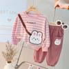 Lindo traje para niños y niñas, estilo occidental, otoño 2022, nuevo suéter para bebés y niñas, primavera y otoño, de dos piezas, de moda