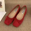 Mocasines estilo ballet de hadas con aumento de altura, zuecos amarillos, zapatos rojos de suela plana para mujer, nuevos para primavera y otoño, estilo francés suave