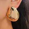 Pendientes Ovalados Metálicos Brillantes Europeos y Americanos, Pendientes Geométricos Exagerados Únicos, Accesorios para Orejas de Alto Nivel de Nicho Transfronterizos