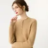 Suéter casual Henley de malha de cashmere, com caimento solto, modelador e estiloso, uma nova coleção outono/inverno para mulheres