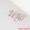 Brincos Texturizados de Alta Qualidade Europeus e Americanos da Moda para Mulheres, Design Tridimensional de Flor e Estrela do Mar em Aço Inoxidável, Brincos Simples de Nicho
