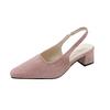 Sandalias francesas de tacón bajo con punta para mujer 2025 Primavera y Otoño Nuevos Zapatos de tacón grueso con elegantes tacones altos de punta