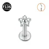 Piercings Labiais, Brincos, Piercings de Cartilagem Auricular, Joias para Body Piercing em Liga de Titânio F136 com Zircônia, Formato de Flor Grande e Pequena, Rosca Interna