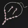 Conjunto Exquisito de Colar e Brincos com Cristais em Forma de Gota Cravejados com Diamantes Acessórios para Vestidos de Casamento e Noiva Atacado N0100