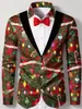 Camisa de Manga Larga para Hombre con Estampado de Camuflaje de Árbol de Navidad, Corte Regular, Tema de Disfraz Divertido