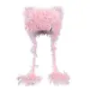Venta Directa de Fábrica Mismo Estilo que Iu Lee Ji-Eun Gorro de Punto de Felpa con Orejas de Gato de Estrella para Mujer Dulce Versátil Adelgazante Pequeño Gorro