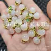 Ágata Blanco Hielo Jade Melocotón Colgante Calcedonia Blanca Pulsera de Melocotón Cuentas de Buda Pendientes Pasador Colgante Colgante de Jade