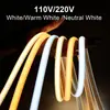 Tiras de luces LED COB transfronterizas, 110V con enchufe, luces lineales impermeables, 220V para uso doméstico, adecuadas para sala de estar y techo, tiras de luces LED flexibles