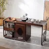 Gabinete de Té Giratorio Móvil Mesa de Té Mesa de Té para el Hogar Balcón de Apartamento Pequeño Mesa de Café Mesa Integrada con Tetera Eléctrica Juego de Mesa y Sillas