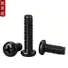 Tornillos M2M3M4M5M6M8 Negros de Acero Inoxidable 304, Tornillos de Cabeza Redonda Phillips, Tornillos para Máquina de Cabeza Plana Zincados Negros